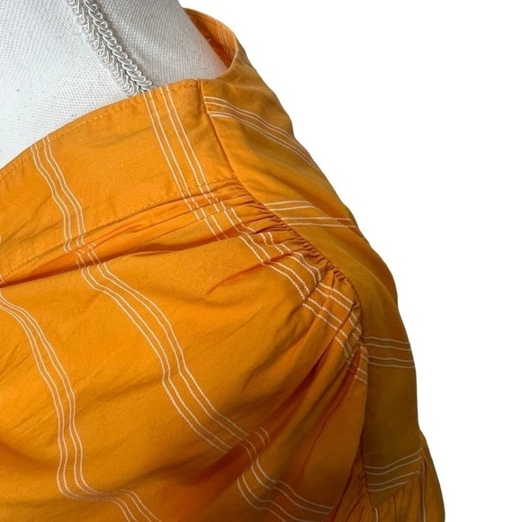 Acler The Wyatt Puff Balloon Sleeve Cropped Wrap Top Pumpkin Stripe Size 10 - Picture 13 of 16